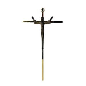Vintage Brass Pewter Crucifix Wall Cross Religious Decor Christian Gift